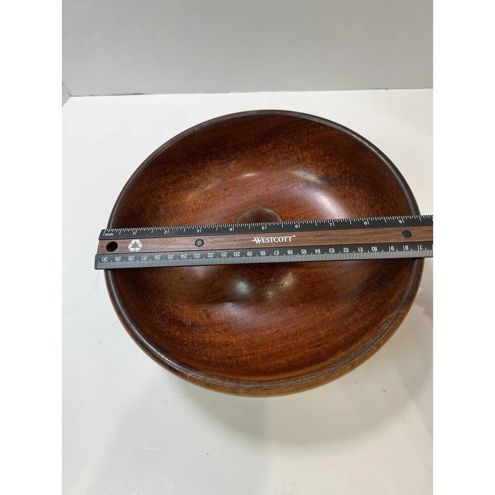 Vintage Real Wood Nut Bowl MCM Mid Century Modern 9.5” Turned Center Nut Cracker
